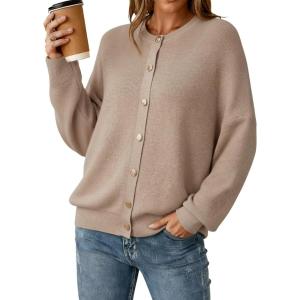 imageArachampampCloz Womens Wool Blend Oversized Cardigan Sweaters Button Down Casual Winter ClothingDark Apricot