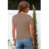 imageArachampampCloz Womens Ruched Summer Tops Mock Neck Cap Sleeve Slim Fit Blouses 2025Dark Beige