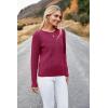 imageArachampampCloz Womens Summer Fall Scalloped Lace Cuff Crewneck Tops Textured ShirtsBwine Red