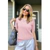 imageArachampampCloz Womens Summer Fall Scalloped Lace Cuff Crewneck Tops Textured ShirtsPink 02