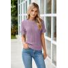 imageArachampampCloz Womens Summer Fall Scalloped Lace Cuff Crewneck Tops Textured ShirtsXgrey Purple