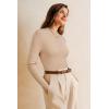 imageArachampampCloz Womens Wool Blend Fall Seamless Rip Resistant Warm Layered Tops Business Casual SweatersAapricot