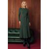 imageArachampampCloz Womens Wool Blend Mock Neck Tie Waist Fall Winter Pleated Sweater Dress 2025Army Green