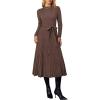 imageArachampampCloz Womens Wool Blend Mock Neck Tie Waist Fall Winter Pleated Sweater Dress 2025Coffee
