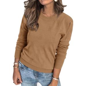 imageArachampampCloz Womens Soft Knit Sweater Fall Dressy Casual Pullover TopsAdark Apricot