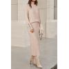 imageArachampampCloz Womens Wool Blend Sweater 2 Piece Sets Fall Business Lounge Long Sleeve Top Midi Dress Outfits 2025Apricot