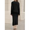 imageArachampampCloz Womens Wool Blend Sweater 2 Piece Sets Fall Business Lounge Long Sleeve Top Midi Dress Outfits 2025Black