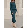 imageArachampampCloz Womens Wool Blend Sweater 2 Piece Sets Fall Business Lounge Long Sleeve Top Midi Dress Outfits 2025Bluish Green