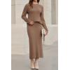imageArachampampCloz Womens Wool Blend Sweater 2 Piece Sets Fall Business Lounge Long Sleeve Top Midi Dress Outfits 2025Brown