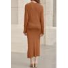 imageArachampampCloz Womens Wool Blend Sweater 2 Piece Sets Fall Business Lounge Long Sleeve Top Midi Dress Outfits 2025Caramel
