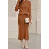 imageArachampampCloz Womens Wool Blend Sweater 2 Piece Sets Fall Business Lounge Long Sleeve Top Midi Dress Outfits 2025Caramel