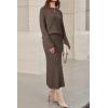 imageArachampampCloz Womens Wool Blend Sweater 2 Piece Sets Fall Business Lounge Long Sleeve Top Midi Dress Outfits 2025Coffee