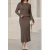 imageArachampampCloz Womens Wool Blend Sweater 2 Piece Sets Fall Business Lounge Long Sleeve Top Midi Dress Outfits 2025Coffee