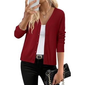 imageArachampampCloz Womens Wool Blend Business Casual Cardigan Sweaters 2025Burgundy