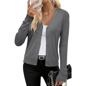 imageArachampampCloz Womens Wool Blend Business Casual Cardigan Sweaters 2025Dark Gray