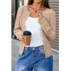 imageArachampampCloz Womens Wool Blend Puff Sleeve Fall Cable Knit Cardigan Sweaters 2025Camel