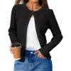 imageArachampampCloz Womens Wool Blend Puff Sleeve Fall Cable Knit Cardigan Sweaters 2025Black