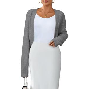 imageArachampampCloz Womens Wool Blend Sweaters Cropped Cardigan Bolero Shrug for DressesGray