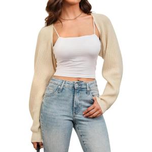 image:imageArachampampCloz Womens Wool Blend Bolero Shrug Spring Fashion Cropped Cardigans 2026Apricot
