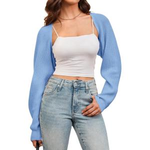 image:imageArachampampCloz Womens Wool Blend Bolero Shrug Spring Fashion Cropped Cardigans 2026Light Blue