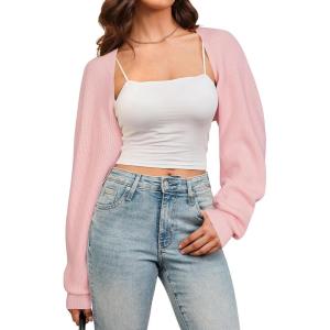 image:imageArachampampCloz Womens Wool Blend Bolero Shrug Spring Fashion Cropped Cardigans 2026Pink
