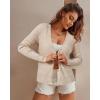 image:imageArachampCloz Womens Wool Blended Ribbed Cardigan Lightweight Long Sleeve Sweater 2025 Spring Fashion Button Down Knit TopApricot