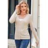 image:imageArachampCloz Womens Wool Blended Ribbed Cardigan Lightweight Long Sleeve Sweater 2025 Spring Fashion Button Down Knit TopApricot