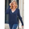 image:imageArachampCloz Womens Wool Blended Ribbed Cardigan Lightweight Long Sleeve Sweater 2025 Spring Fashion Button Down Knit TopNavy Blue