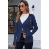 image:imageArachampCloz Womens Wool Blended Ribbed Cardigan Lightweight Long Sleeve Sweater 2025 Spring Fashion Button Down Knit TopNavy Blue