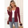 image:imageArachampCloz Womens Wool Blended Ribbed Cardigan Lightweight Long Sleeve Sweater 2025 Spring Fashion Button Down Knit TopRed