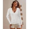 image:imageArachampCloz Womens Wool Blended Ribbed Cardigan Lightweight Long Sleeve Sweater 2025 Spring Fashion Button Down Knit TopWhite