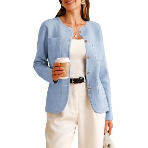 image:imageArachampCloz Womens Wool Blend Sweater Blazers Business Casual Jacket with Pockets 2026Blue
