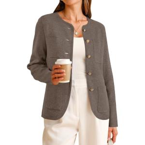 image:imageArachampCloz Womens Wool Blend Sweater Blazers Business Casual Jacket with Pockets 2026Coffee