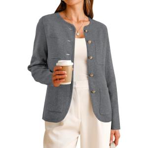 image:imageArachampCloz Womens Wool Blend Sweater Blazers Business Casual Jacket with Pockets 2026Gray