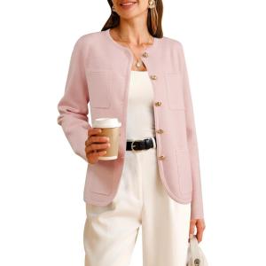image:imageArachampCloz Womens Wool Blend Sweater Blazers Business Casual Jacket with Pockets 2026Pink