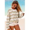 image:imageArachampCloz Womens Linen Blend Crochet Bell Sleeve Beach Vacation Striped Tops 2026Apricot Stripe