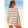 image:imageArachampCloz Womens Linen Blend Crochet Bell Sleeve Beach Vacation Striped Tops 2026Apricot Stripe