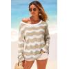 image:imageArachampCloz Womens Linen Blend Crochet Bell Sleeve Beach Vacation Striped Tops 2026Apricot Stripe