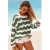 image:imageArachampCloz Womens Linen Blend Crochet Bell Sleeve Beach Vacation Striped Tops 2026Army Green Stripe