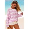image:imageArachampCloz Womens Linen Blend Crochet Bell Sleeve Beach Vacation Striped Tops 2026Pink Stripe
