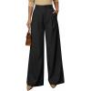 image:imageArachampCloz Womens Linen Blend Wide Leg AllSeason Business Casual Outfits Dress PantsBlack