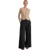 image:imageArachampCloz Womens Linen Blend Wide Leg AllSeason Business Casual Outfits Dress PantsBlack