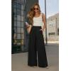 image:imageArachampCloz Womens Linen Blend Wide Leg AllSeason Business Casual Outfits Dress PantsBlack