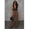 image:imageArachampCloz Womens Linen Blend Wide Leg AllSeason Business Casual Outfits Dress PantsCoffee