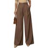 image:imageArachampCloz Womens Linen Blend Wide Leg AllSeason Business Casual Outfits Dress PantsCoffee