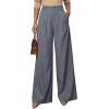 image:imageArachampCloz Womens Linen Blend Wide Leg AllSeason Business Casual Outfits Dress PantsGrey