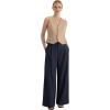 image:imageArachampCloz Womens Linen Blend Wide Leg AllSeason Business Casual Outfits Dress PantsNavy