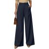 image:imageArachampCloz Womens Linen Blend Wide Leg AllSeason Business Casual Outfits Dress PantsNavy