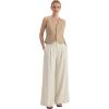 image:imageArachampCloz Womens Linen Blend Wide Leg AllSeason Business Casual Outfits Dress PantsWhite