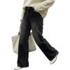 image:imageArachampCloz Womens Lyocell Cotton Denim Adjustable Waist Stretchy Spring Wide Leg JeansBlack
